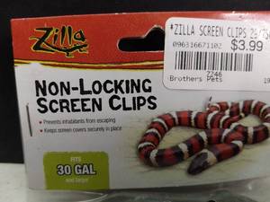 lot 5101 image: Two Pair Zilla Non-Locking Screen Clips. 30 Gallon and Larger