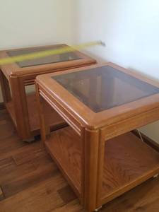lot 3180 image: glasstop end tables