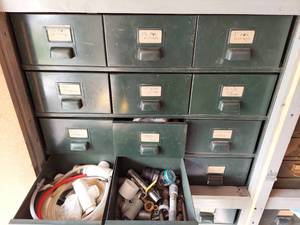 lot 3236 image: Contents of Cabinets - Plumbing Supplies - Bring Boxes, Cabinet Not Included
