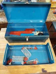 lot 3310 image: Metal Erector Set Toolbox with Contents