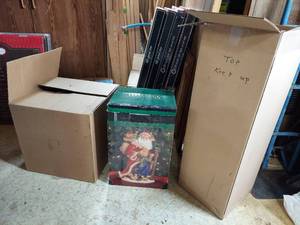 lot 3314 image: Santa Figurine, Lighted Snowman and Tree