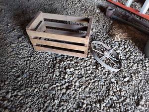 lot 6109 image: Steel Wheel and Wood Crate