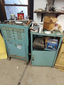 lot 6258 image: Metal Cart and Stand with Contents