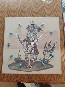 lot 6191 image: Sand Art Clock with Turquoise