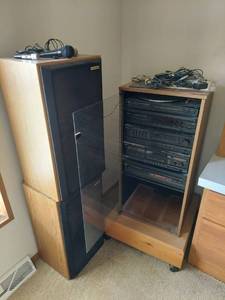 lot 6199 image: Teac Stereo with Cabinet and Pioneer Speakers