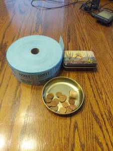 lot 6221 image: Roll Raffle Tickets, Playing Cards and German Coins