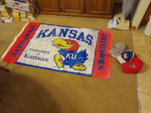 lot 6244 image: KU Flag and 3 Hats
