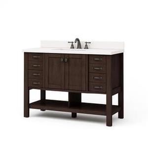 lot 5527 image: allen  roth Kingscote Espresso Undermount Single Sink Asian Hardwood Bathroom Vanity with Engineered Stone Top (Common 48-in x 20-in Actual 48-in x 20-in)