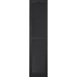 lot 5555 image: Vantage 2-Pack Black Louvered Vinyl Exterior Shutters (Common 59-in x 14-in Actual 58.562-in x 13.875-in)