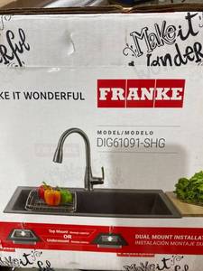 lot 5577 image: Franke DIG61091 Primo 33 Single Basin Granite Kitchen Sink for Drop-In or Under