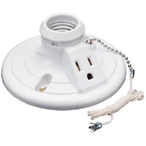 lot 5584 image: Lampholder, Pull-chain, White, 15 Amp, 250 watt, Pass & Seymour, S865WCC18