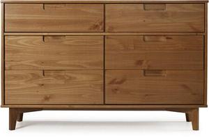 lot 4178 image: 6 Drawer Mid Century Modern Wood Dresser - Caramel