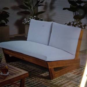 lot 4187 image: Sherwood Outdoor Acacia Wood Loveseat With Cushions White