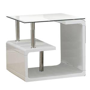 lot 4211 image: Contemporary End Table with Multi Level Curled Open Shelf, White