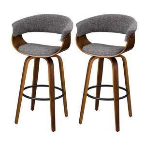 lot 4219 image: Glitzhome Set of 2 Mid-century Modern Walnut Swivel Bar Stool- Retail$312.49