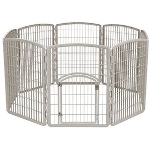 lot 4221 image: IRIS 34-inch Exercise 8-panel Pet Playpen with Door- Retail$94.49