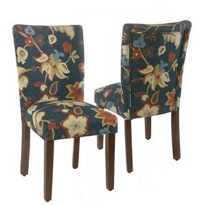 lot 4226 image: HomePop Parsons Dining Chair -Navy Floral - set of 2- Retail$214.49