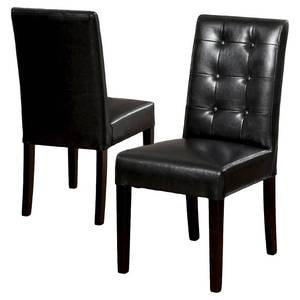 lot 4229 image: Roland Black Leather Dining Chairs (Set of 2) by Christopher Knight Home- Retail$254.49