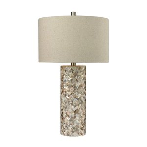 lot 4239 image: Dimond Lighting Mother of Pearl Herringbone Table Lamp- Retail$153.99