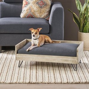 lot 4243 image: Bonneville Mid-Century Modern Pet Bed with Acacia Wood Frame by Christopher Knight Home- Retail$88.49