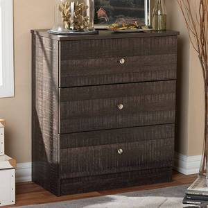 lot 4246 image: Baxton Studio Decon Modern and Contemporary Espresso Brown Wood 3-Drawer Storage Chest- Retail$104.43