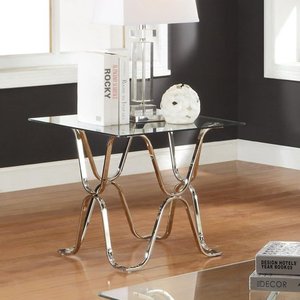 lot 4250 image: Furniture of America Wass Contemporary Chrome 24-inch Metal End Table- Retail$198.49