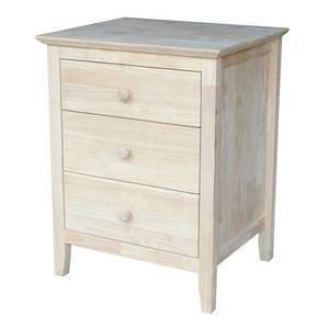 lot 4279 image: Ready-to-finish 3-drawer Nightstand with Butcher Block Surface- Retail$214.49