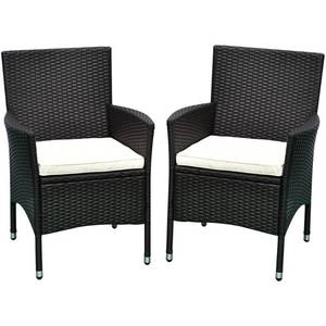 lot 4281 image: Outsunny 2-piece Dark Coffee Rattan Wicker Outdoor Dining Arm Chairs- Retail$159.49