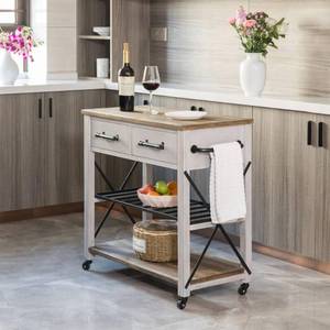 lot 4323 image: FirsTime & Co. Aurora Farmhouse Kitchen Cart, Wood, 31.5 x 16 x 31.5 in, American Designed - 31.5 x 16 x 31.5 in- Retail$258.49