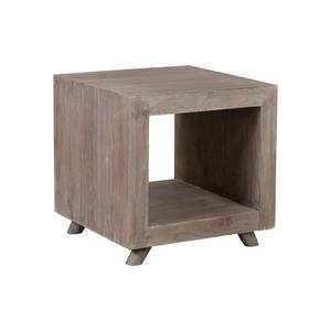 lot 4329 image: East at Mains Kybos Cube BedsideEnd Table, Grey Wash - 20x20x20- Retail$199.49