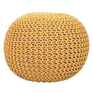 lot 4333 image: Lychee Knitted Cotton Round Pouf Ottoman