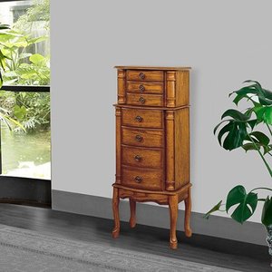 lot 4385 image: Powell Kimberly Woodland Oak Jewelry Armoire - Retail$346.99
