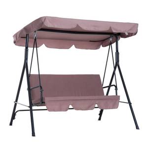 lot 4388 image: Outsunny 3-Person Steel Fabric Outdoor Porch Swing Canopy with Stand - Brown- Retail$99.99