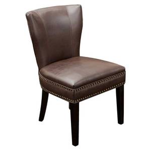 lot 4422 image: Jackie Contemporary Bonded Leather Dining Chair with Nailhead Accents by Christopher Knight Home- Retail$141.49