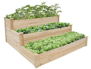 lot 4197 image: Kinbor 3 Tier Wooden Raised Garden Bed, Elevated Garden Planter Box Garden Bed Kit for Vegetable Herb Flower - Retail$77.76