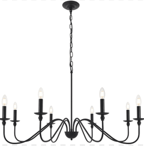 lot 4222 image: 6 Light Wide Taper Candle Chandelier in Black- Retail$337.99