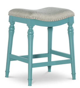lot 4241 image: Hayes 25 Inch Blue Saddle Counter Stool- Retail$136.49