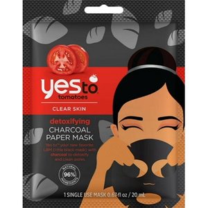 lot 87655 image: Lot of 5 Yes To Tomatoes Clear Skin Detoxifying Charcoal Paper Mask, 1 Single Use Mask