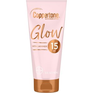 lot 87673 image: Coppertone Glow SPF 15 Sunscreen Lotion with Shimmer, 5 fl oz