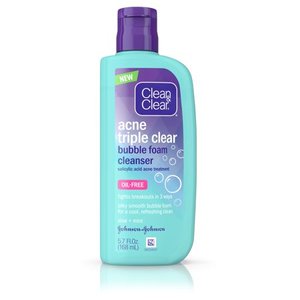 lot 87678 image: Clean & Clear Acne Triple Clear Bubble Foam Face Cleanser, 5.7 fl. oz