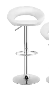 lot 4273 image: LEATHER ADJUSTABLE SWIVEL BAR STOOL ( ITEM # 3409SW) WHITE