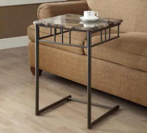 lot 4286 image: Offex Cappuccino Marble  Bronze Metal Snack Table- Retail$81.48