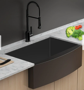lot 4295 image: 33 Inch Matte Black Kitchen Sink with Large Single Bowl- Retail$415.99