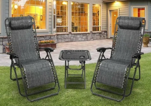 lot 4316 image: Havenside Home Amutu 3-piece Zero Gravity Chair Chair and Table Set- Retail$138.99