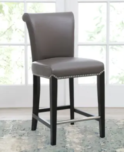lot 4358 image: Bonded Leather Bar Stool Grey