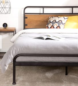 lot 4366 image: Priage by ZINUS Brown Metal and Wood Platform Bed Frame Full- Retail$199.99