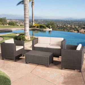 lot 4430 image: Puerta Outdoor 4-piece Sofa Set by Christopher Knight Home- Retail$989.99