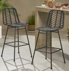 lot 4378 image: Sawtelle Outdoor Wicker Barstools (Set of 2) by Christopher Knight Home
