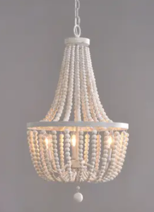 lot 4383 image: Zander White 3-light Wood Bead Chandelier- Retail$212.99