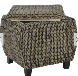 lot 4395 image: The Curated Nomad Consuelo Round Storage Ottoman- Retail$162.49